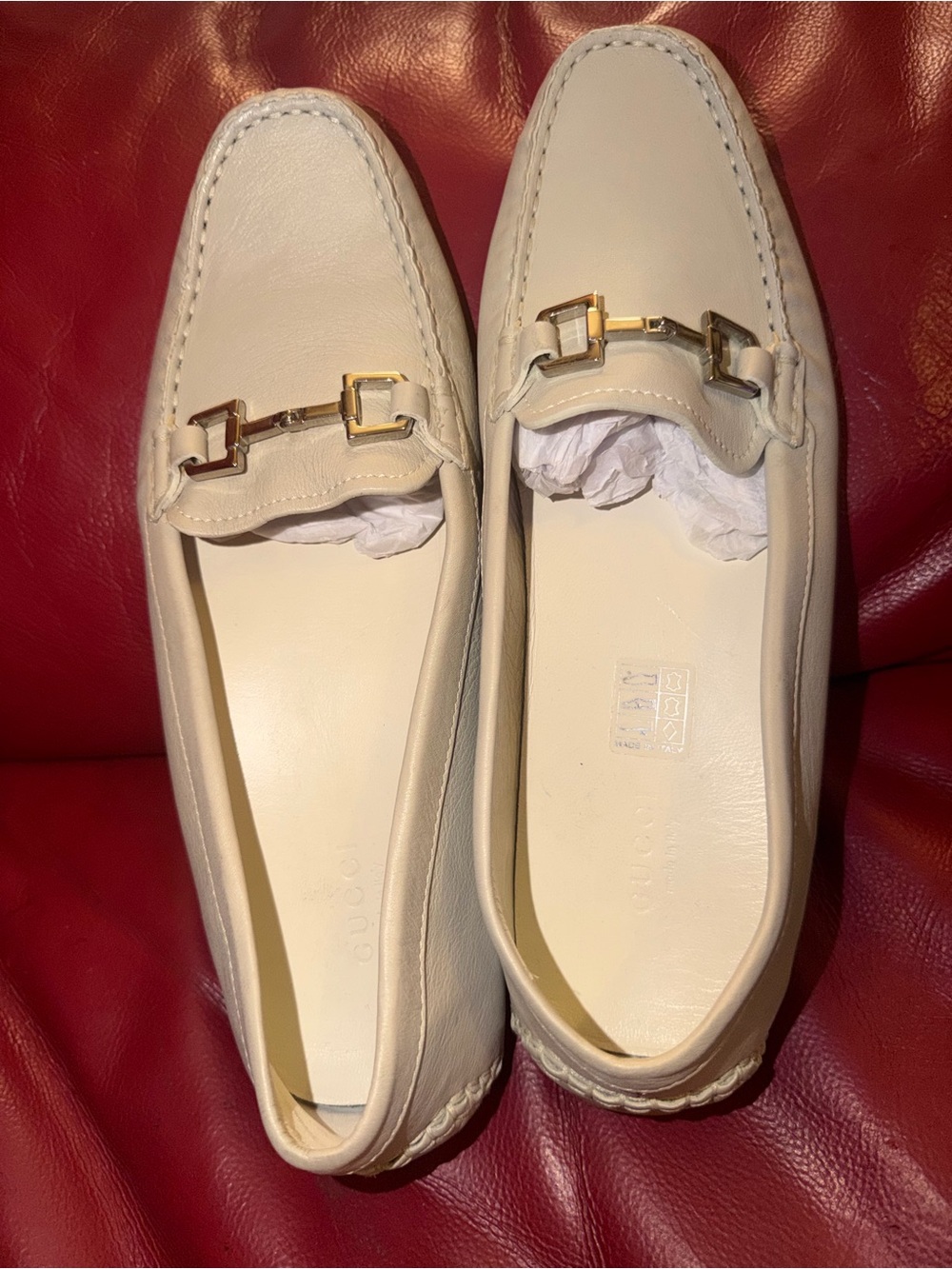 Gucci  leather horsebit driving loafers,
